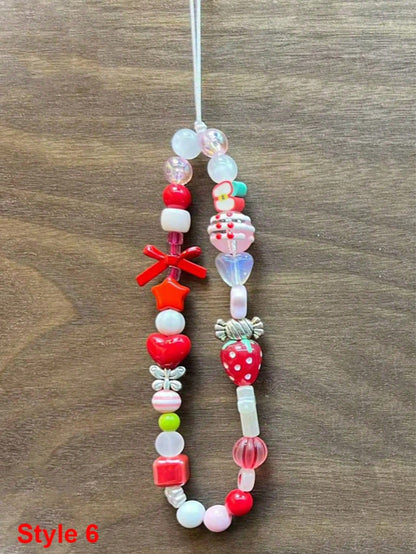1pc Summer Shiny Crystal Pearl Bow Bracelet, Cute Bowknot Phone Strap, Camera Lanyard, Keychain, Elegant Ceramic Pearl Bracelet, Girly Phone Lanyard, Keychain, Earphone Cord, Tulip Pearl Colorful Bead