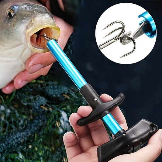 1pc T-Shape Fish Hook Remover- Aluminum Alloy Fishing Tool With Ergonomic Handle And Blue Grip, For Efficient Fish Hook Separation, Suitable As Holiday Gift (Father's Day, Christmas, Thanksgiving), F
