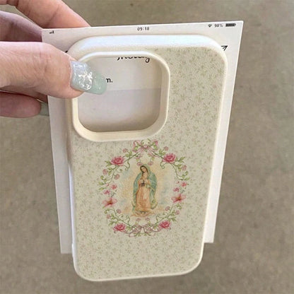 1pc TPU Material Gentle Virgin Mary Floral Prayer Pattern Phone Case Compatible With IPhone 17 Pro Max/17/16 Pro Max/15/13/12/11/ S20 FE/A15/S24/A55/ Note 11/Note 12/Note 13 Pro Full Coverage Anti-Dro