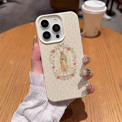 1pc TPU Material Gentle Virgin Mary Floral Prayer Pattern Phone Case Compatible With IPhone 17 Pro Max/17/16 Pro Max/15/13/12/11/ S20 FE/A15/S24/A55/ Note 11/Note 12/Note 13 Pro Full Coverage Anti-Dro