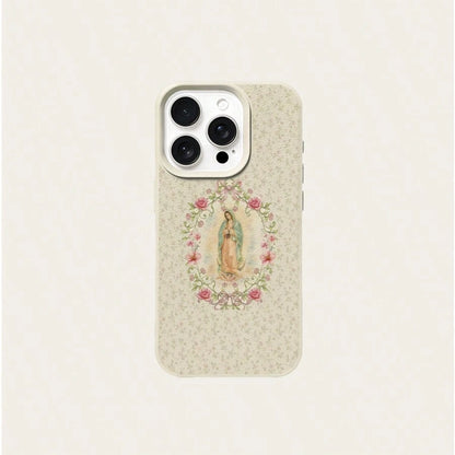 1pc TPU Material Gentle Virgin Mary Floral Prayer Pattern Phone Case Compatible With IPhone 17 Pro Max/17/16 Pro Max/15/13/12/11/ S20 FE/A15/S24/A55/ Note 11/Note 12/Note 13 Pro Full Coverage Anti-Dro