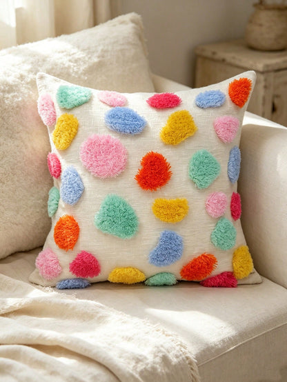 1pc, Tufted Colorful Ball, 45cm*45cm, Chenille Comfortable Modern Home Decor Pillowcase, Suitable For Sofa, Bed And Bedroom Decoration, Indoor And Outdoor Use, Pillow Insert Not Included