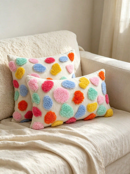 1pc, Tufted Colorful Ball, 45cm*45cm, Chenille Comfortable Modern Home Decor Pillowcase, Suitable For Sofa, Bed And Bedroom Decoration, Indoor And Outdoor Use, Pillow Insert Not Included
