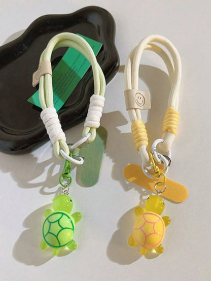 1pc Turtle Pendant Phone Lanyard, Universal Handmade Wrist Strap For Phone, Camera, Keys, Cute Turtle Pendant Keychain Accessory, Multi-Color Packaging With Clip Anti-Loss