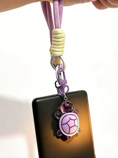 1pc Turtle Pendant Phone Lanyard, Universal Handmade Wrist Strap For Phone, Camera, Keys, Cute Turtle Pendant Keychain Accessory, Multi-Color Packaging With Clip Anti-Loss
