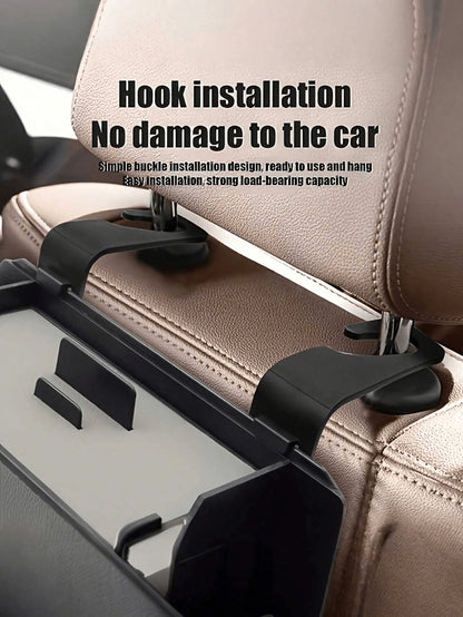 1Pc Two-Tier Car Seat Back Organizer In Black & Gray. With Cup Holders And Tissue Pocket, Sturdy & Durable. Easy To Hang, Saves Space, Universal For Most Cars.