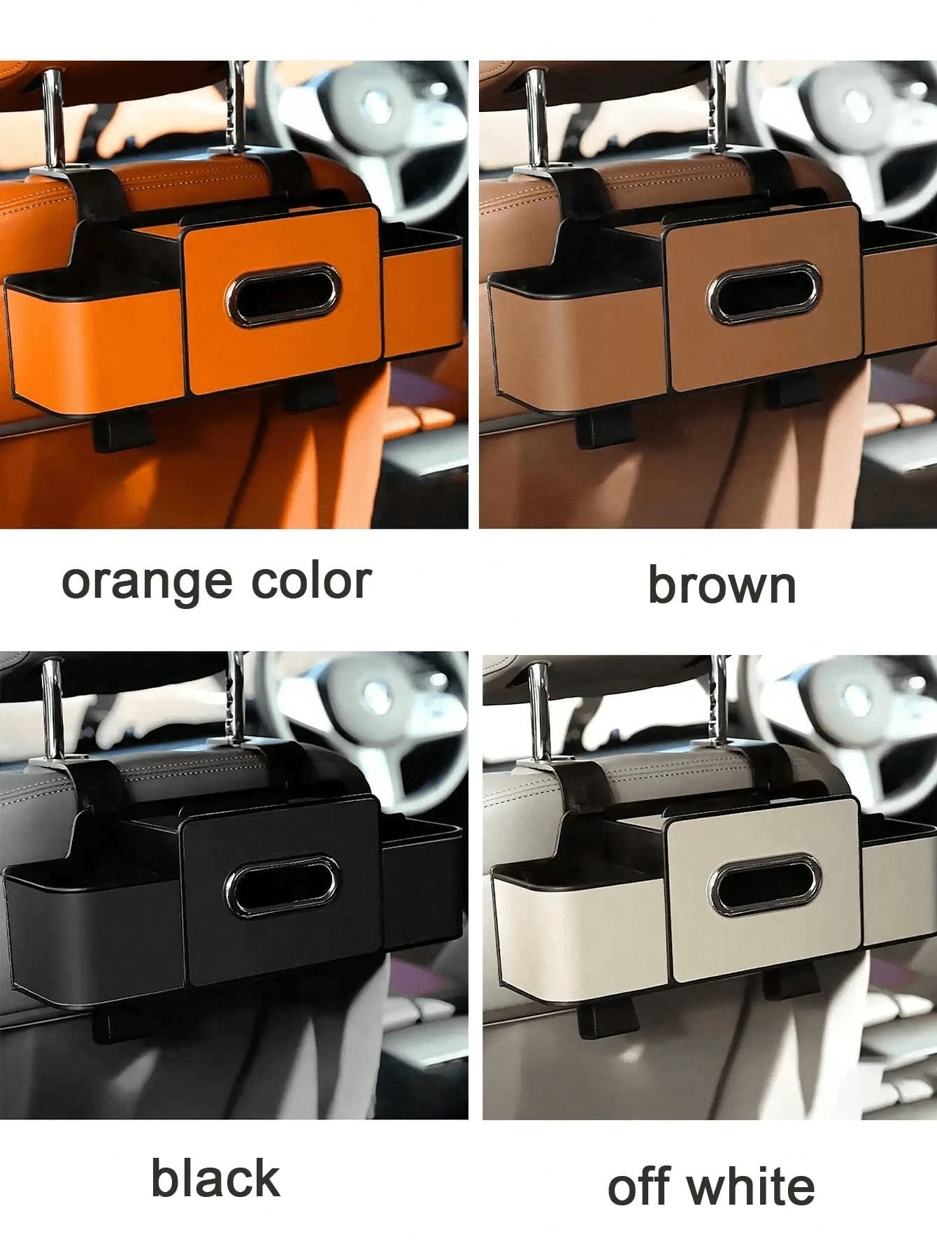 1Pc Two-Tier Car Seat Back Organizer In Black & Gray. With Cup Holders And Tissue Pocket, Sturdy & Durable. Easy To Hang, Saves Space, Universal For Most Cars.