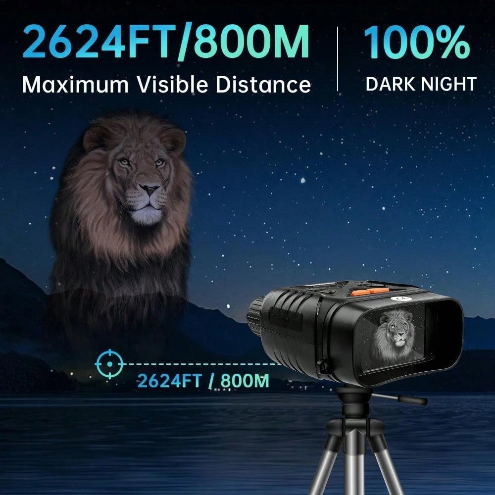 1PC Ultra-High-Definition 4K Night Vision Binoculars- Large Screen Low-Light Full-Color Infrared Outdoor Digital Telescope For Night Wildlife & Camping