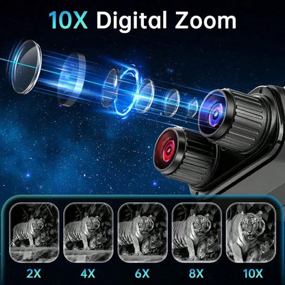 1PC Ultra-High-Definition 4K Night Vision Binoculars- Large Screen Low-Light Full-Color Infrared Outdoor Digital Telescope For Night Wildlife & Camping
