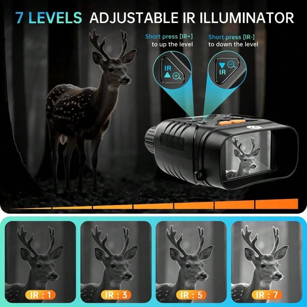 1PC Ultra-High-Definition 4K Night Vision Binoculars- Large Screen Low-Light Full-Color Infrared Outdoor Digital Telescope For Night Wildlife & Camping