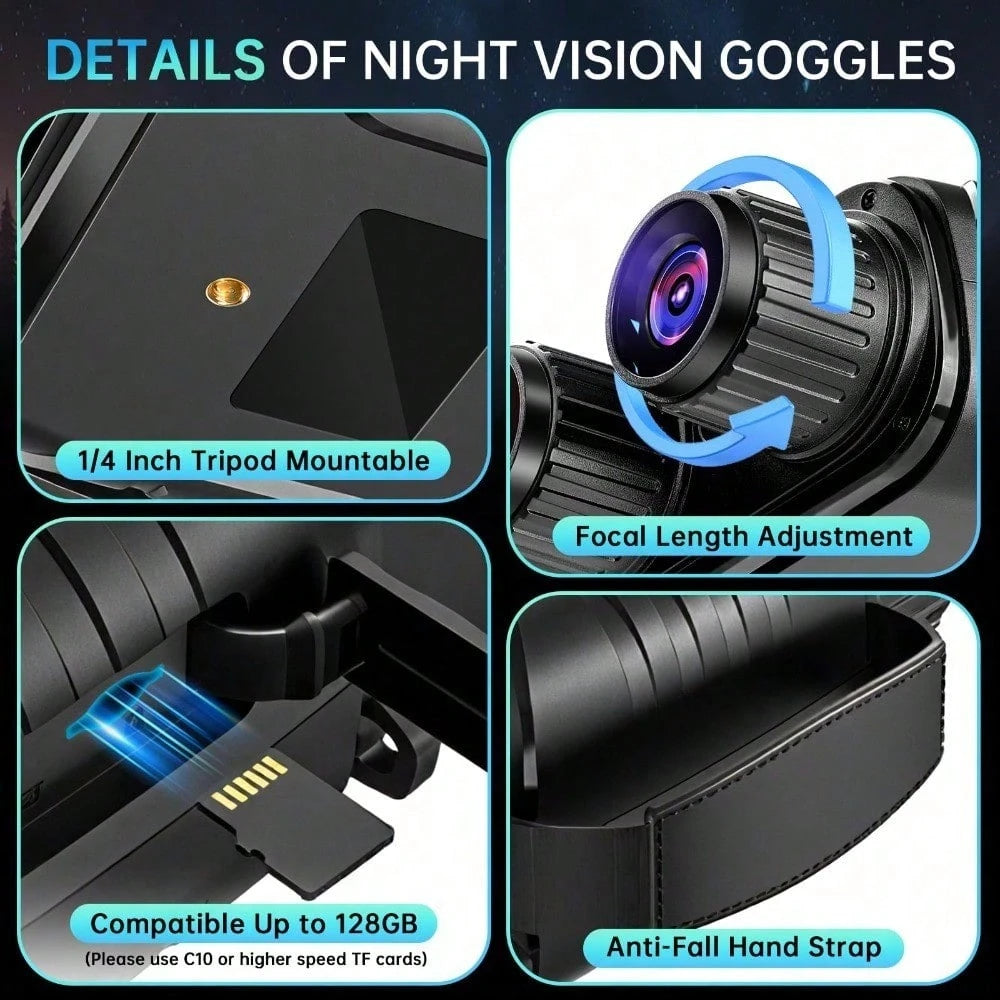 1PC Ultra-High-Definition 4K Night Vision Binoculars- Large Screen Low-Light Full-Color Infrared Outdoor Digital Telescope For Night Wildlife & Camping
