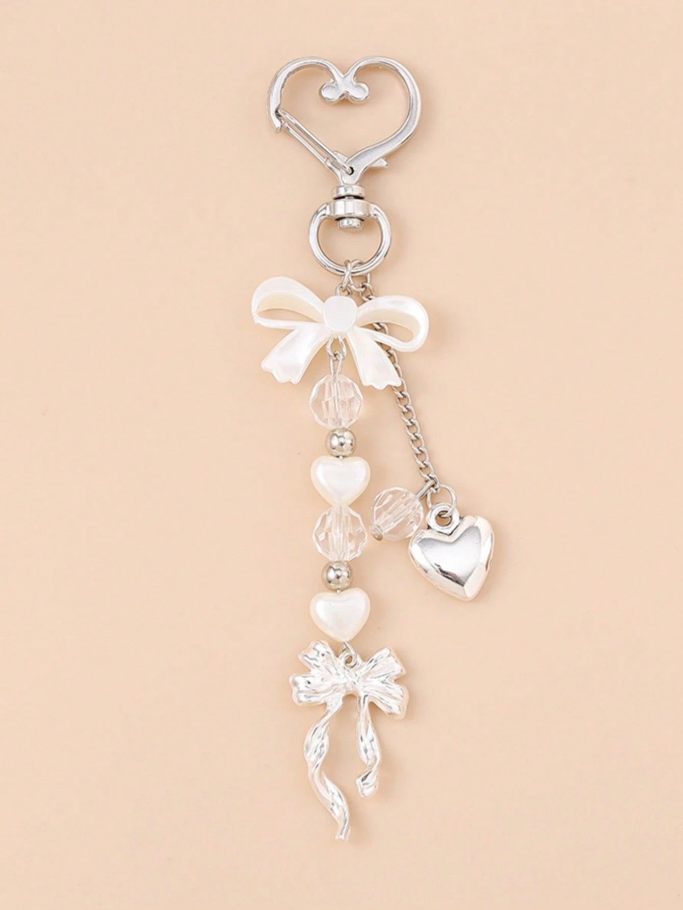 1pc Unisex Faux Pearl Bow Keychain Pendant Beach Series Gift For Friends Key Chain Accessory Car Accessories For Women Keychain For Bag