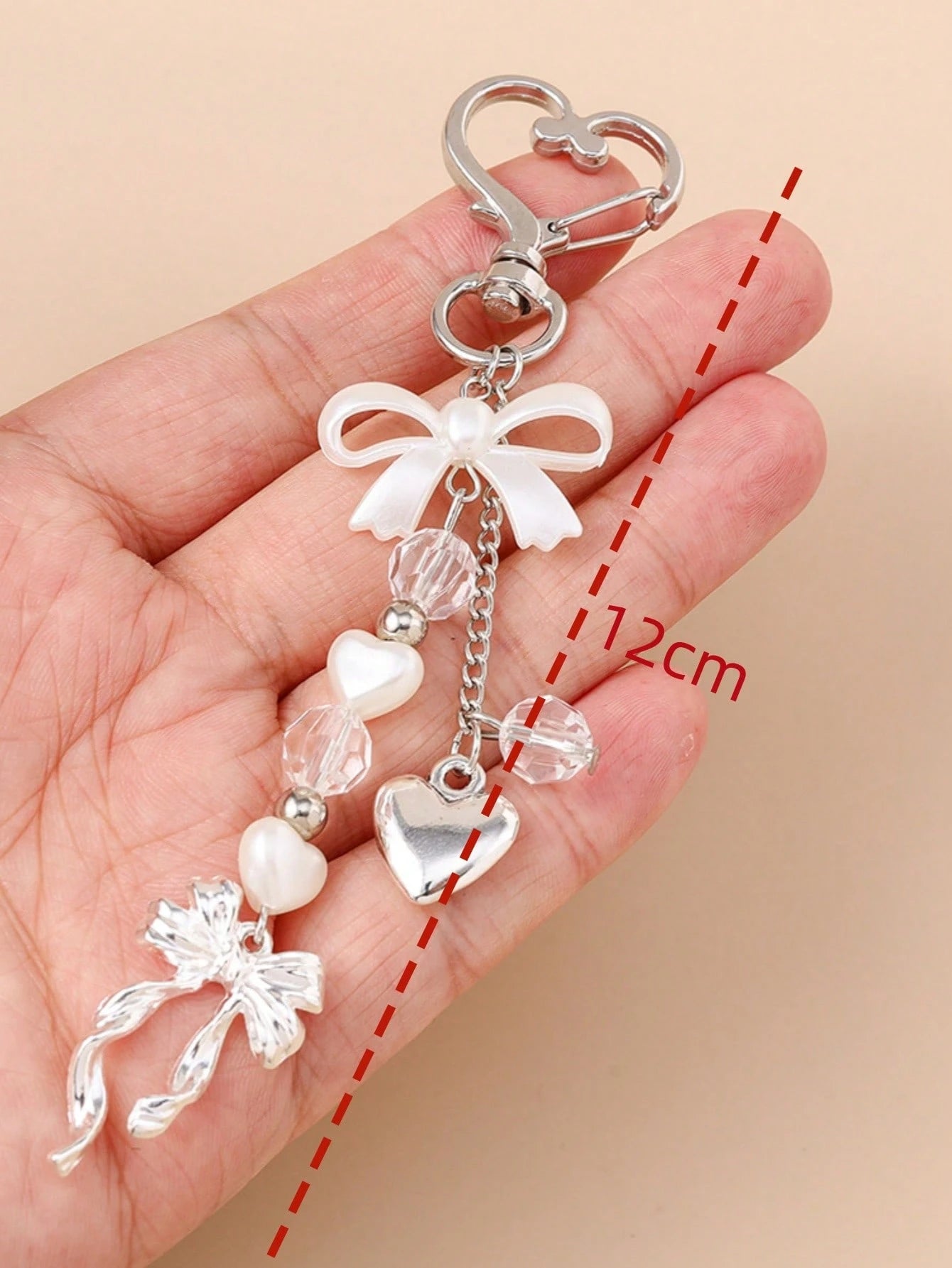 1pc Unisex Faux Pearl Bow Keychain Pendant Beach Series Gift For Friends Key Chain Accessory Car Accessories For Women Keychain For Bag