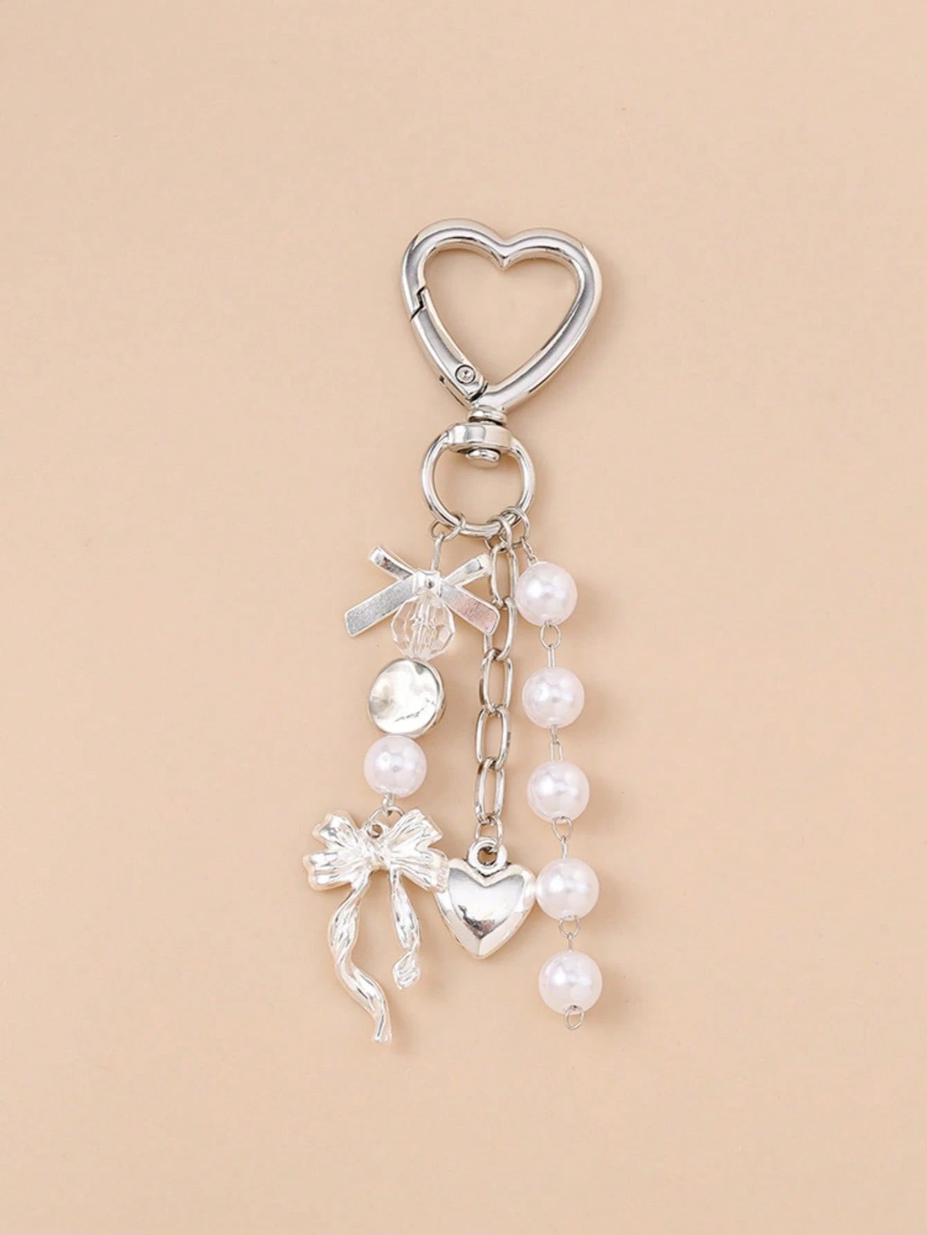 1pc Unisex Faux Pearl Bow Keychain Pendant Beach Series Gift For Friends Key Chain Accessory Car Accessories For Women Keychain For Bag