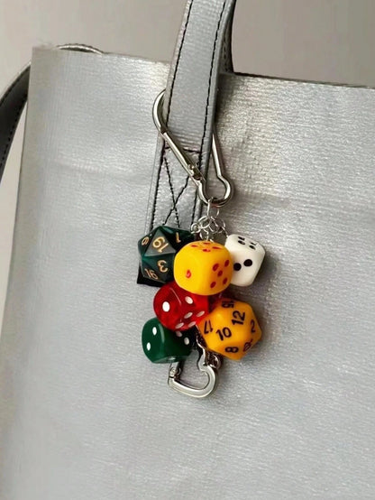 1pc Unisex Handmade Fate Dice Keychain Personalized Subculture Y2K Accessory Contrast Color Bag Hanging Decor Keychain Accessories Small Gifts Y2K Thanksgiving