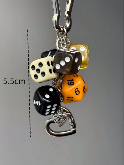 1pc Unisex Handmade Fate Dice Keychain Personalized Subculture Y2K Accessory Contrast Color Bag Hanging Decor Keychain Accessories Small Gifts Y2K Thanksgiving