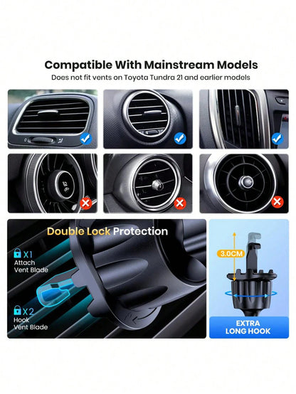 1pc Universal Black ABS Multifunctional Car Phone Holder, Air Vent Mount, Navigation
