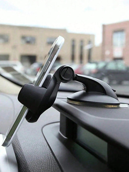 1pc Universal Car Dashboard Phone Holder, With Washable Gel Suction Cup, 360° Rotation One-Click Lock, Stable And Reusable, Suitable For All Phones, GPS And Dash Cams, Compatible With Cars And Trucks