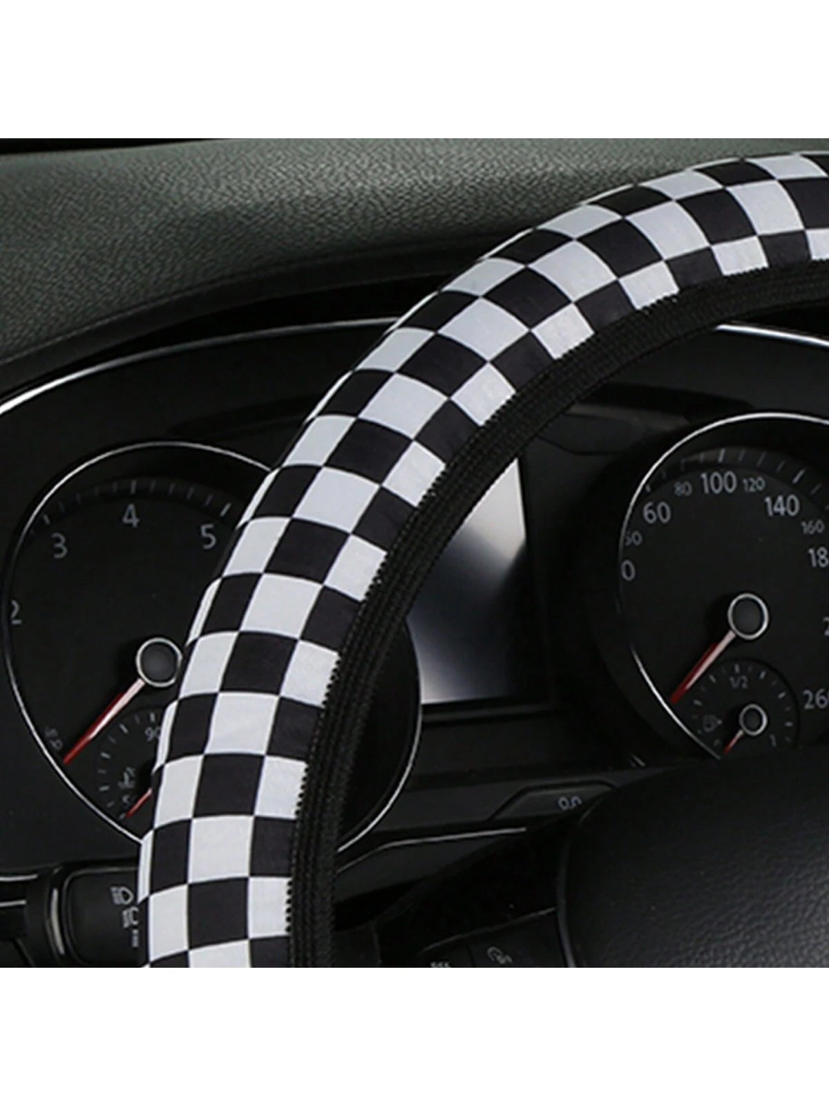 1pc Universal Car Steering Wheel Cover, Four Seasons Breathable Sweat-Proof Anti-Slip Cute Cartoon Checker Checkerboard Color Splicing Web Celebrity Car Handle Cover, Good Touch, Four Seasons Universa