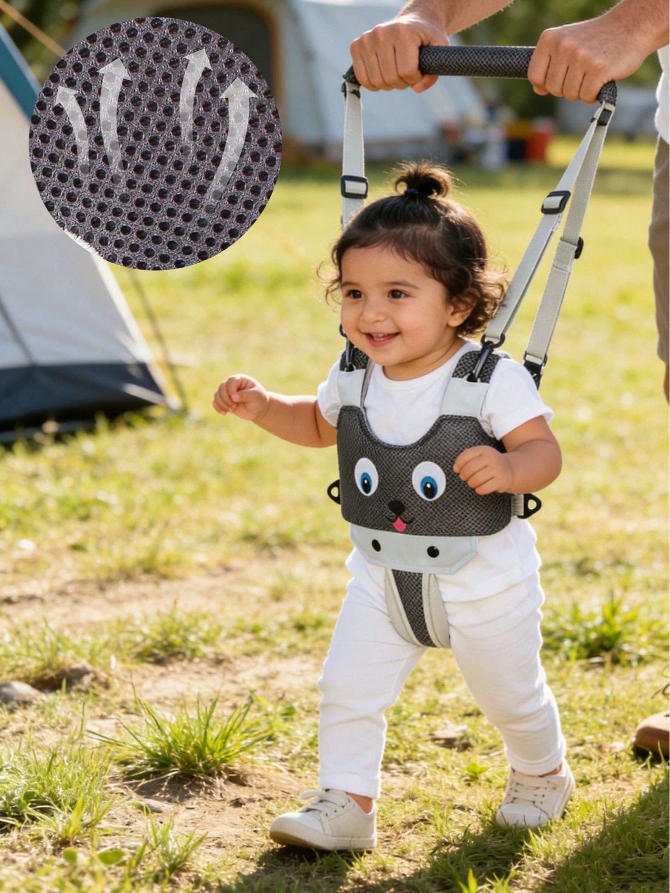 1pc Upgraded Breathable Mesh Baby Walking Harness- Baby Walking Carrier- Handheld Toddler Walking Assistant- Toddler Baby Walking Support Belt- Children Baby Walking Learning Support Training Tool