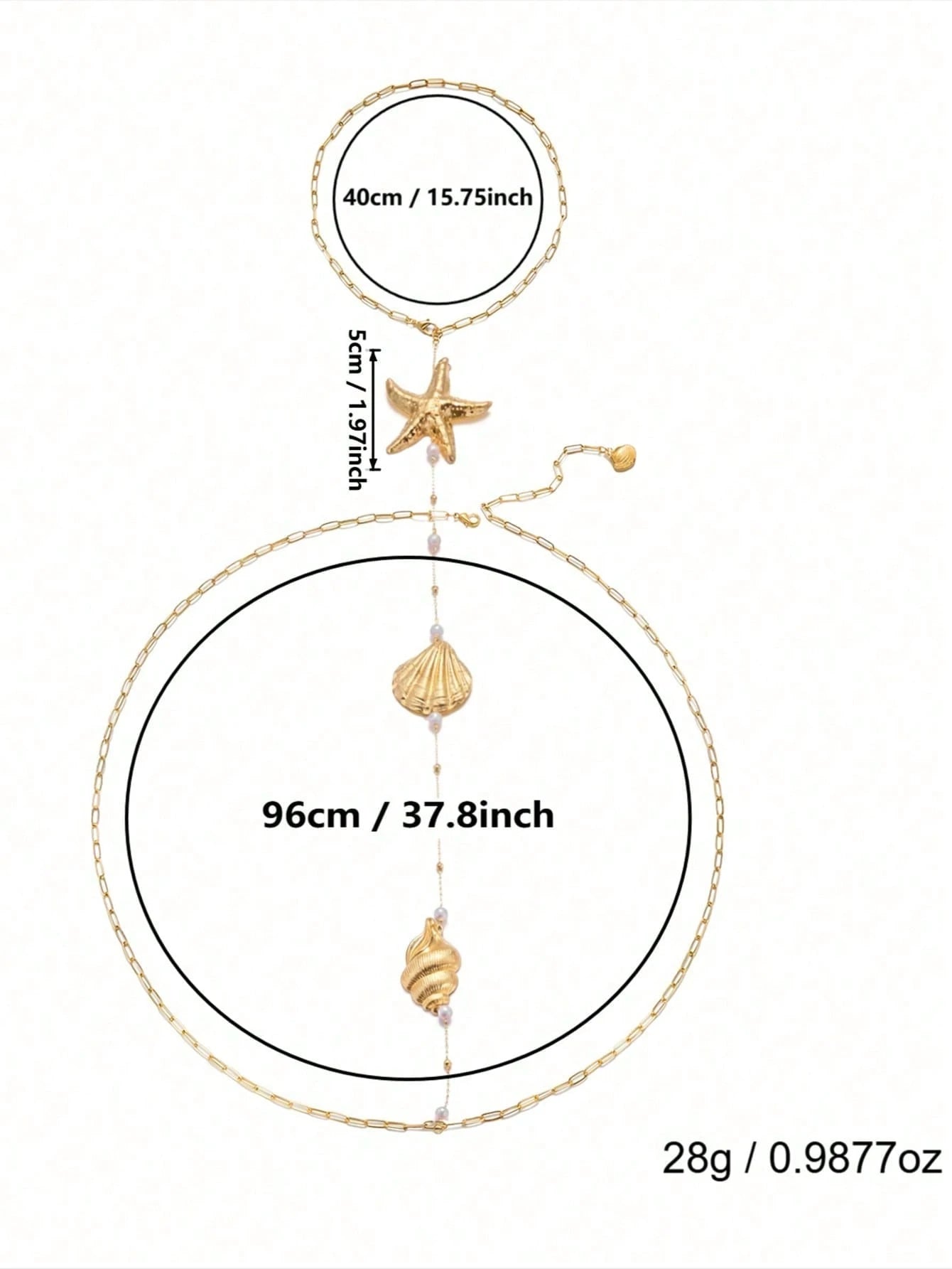 1pc Vacation Style Starfish Seashell Random Pearl Quantity Based On Size Length Jewelry Back Chain
