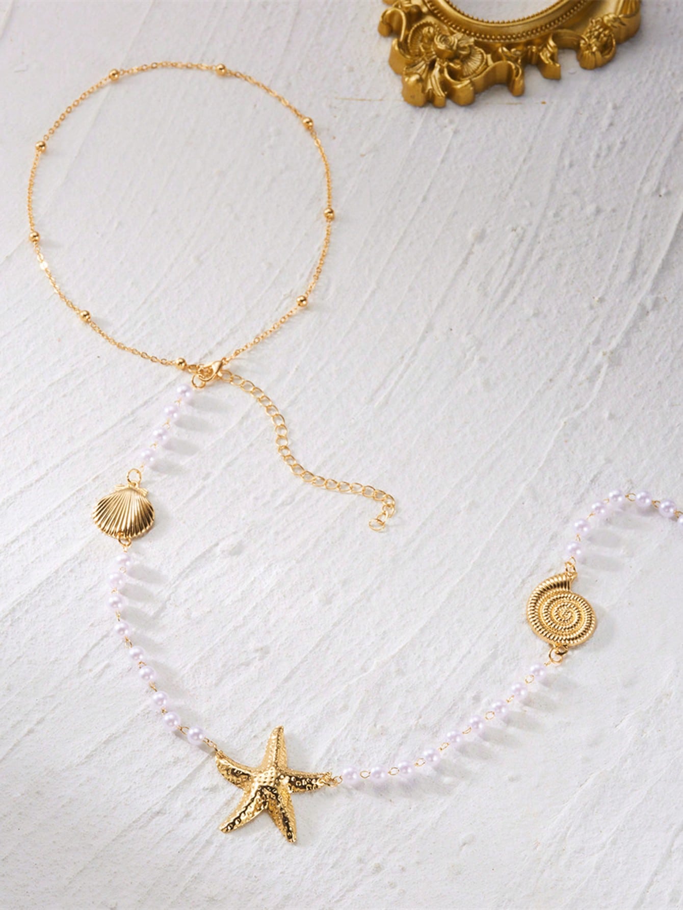 1pc Vacation Style Starfish Seashell Random Pearl Quantity Based On Size Length Jewelry Back Chain