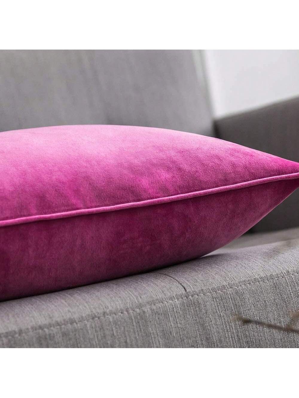 1pc Velvet Piped Square Cushion Cover, Solid Color For Sofa, Bedroom, Car, Size 18 X 18 Inch/45 X 45cm