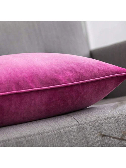 1pc Velvet Piped Square Cushion Cover, Solid Color For Sofa, Bedroom, Car, Size 18 X 18 Inch/45 X 45cm