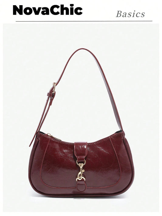 1pc Vintage Minimalist Crescent Shaped Adjustable Strap Crossbody Bag, Suitable For Dates, Outings, Gatherings, Compact And Portable