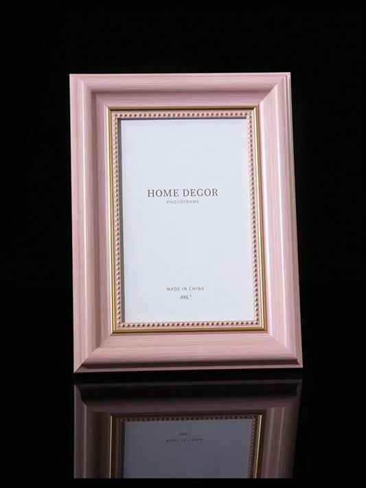 1pc Vintage Style Photo Frame, Pink And Brown With Gold Decorative Accents, Minimalist Fashion Photo Frame, Fits 4x6, 5x7, 6x8, 8x10, A4 Inch Photos, Vertical Desktop Photo Frame, Rectangular, Wall-Mo