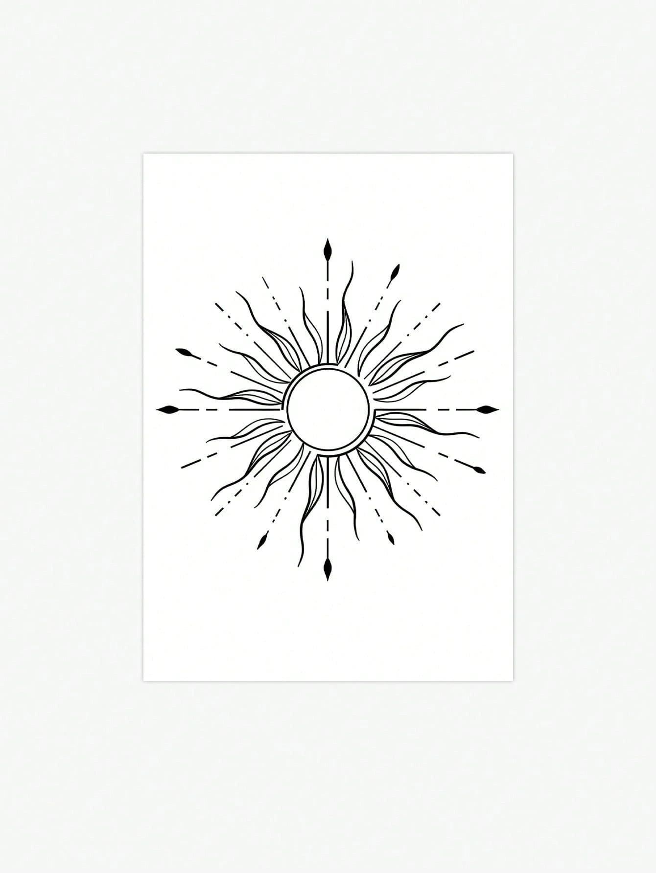 1pc Waterproof Bohemian Style Sun Totem Temporary Tattoo Sticker, Suitable For Back/Nape, Personalized Lasting 2-3 Days,Spine Tattoo