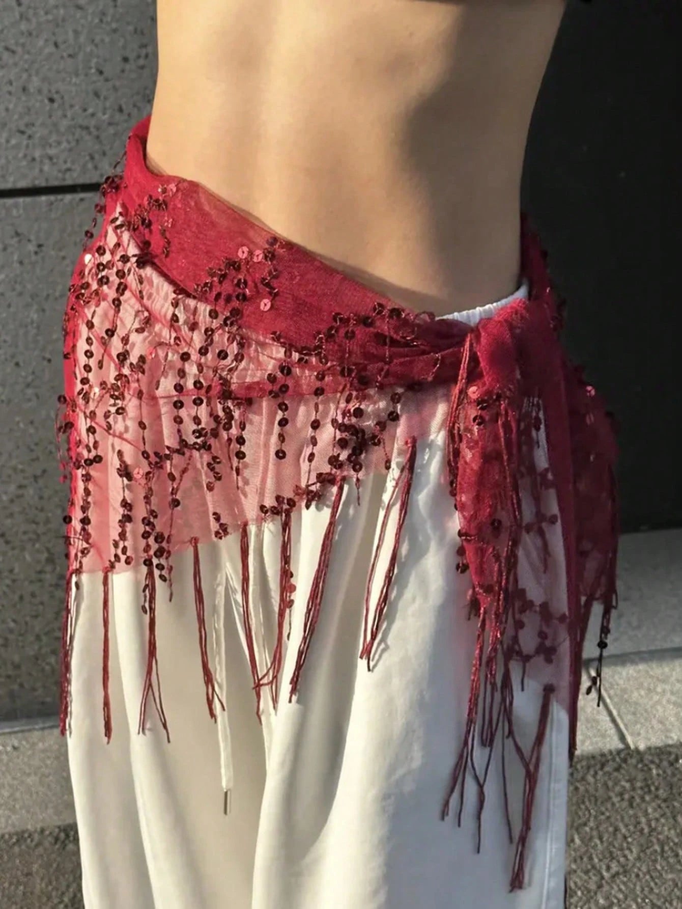 1pc Women's Belly Dance Costume Sequin Tassel Triangle Belly Dance Hip Scarf Women's Thai//Arabic Dance Skirt Belt