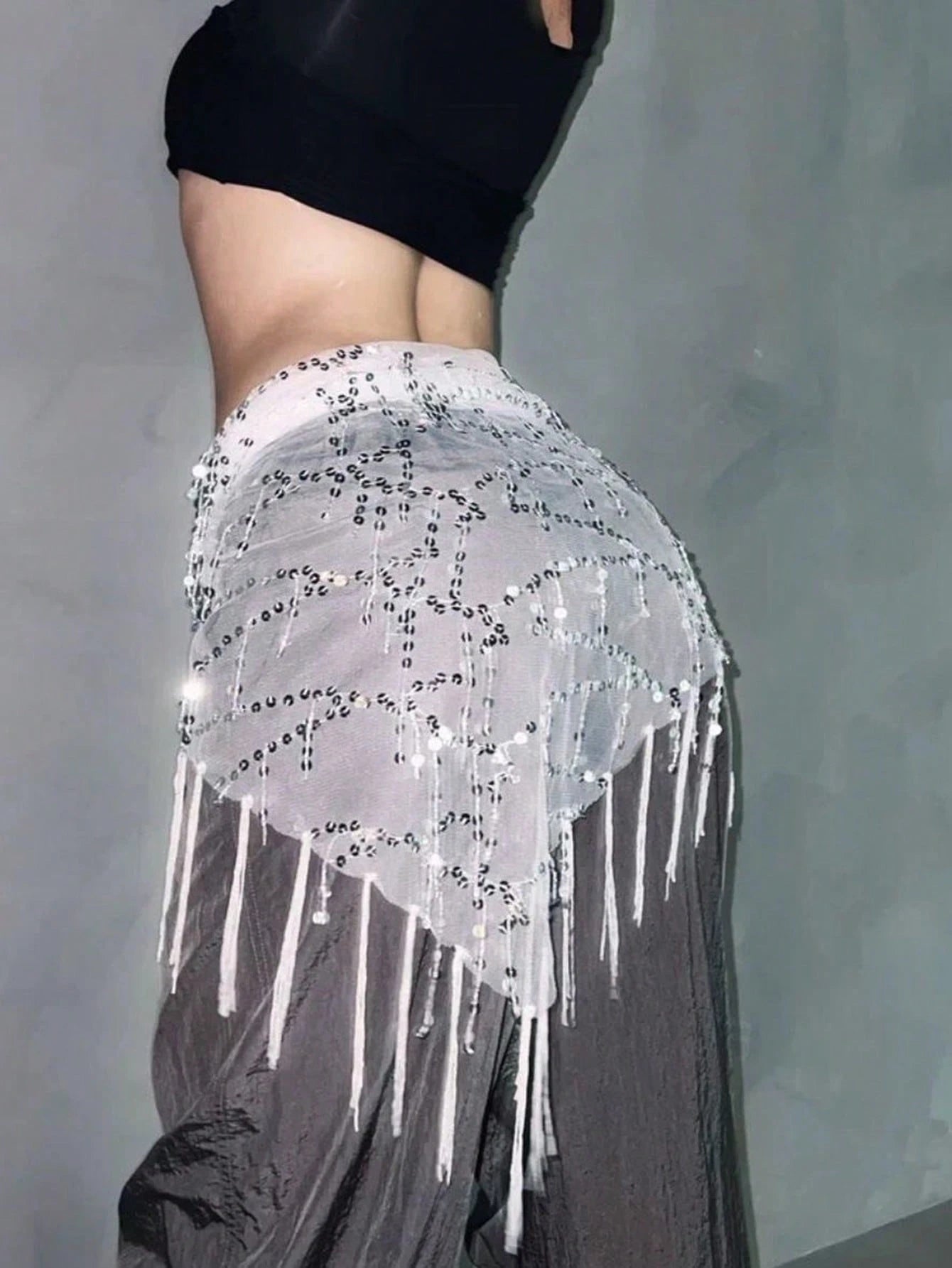1pc Women's Belly Dance Costume Sequin Tassel Triangle Belly Dance Hip Scarf Women's Thai//Arabic Dance Skirt Belt