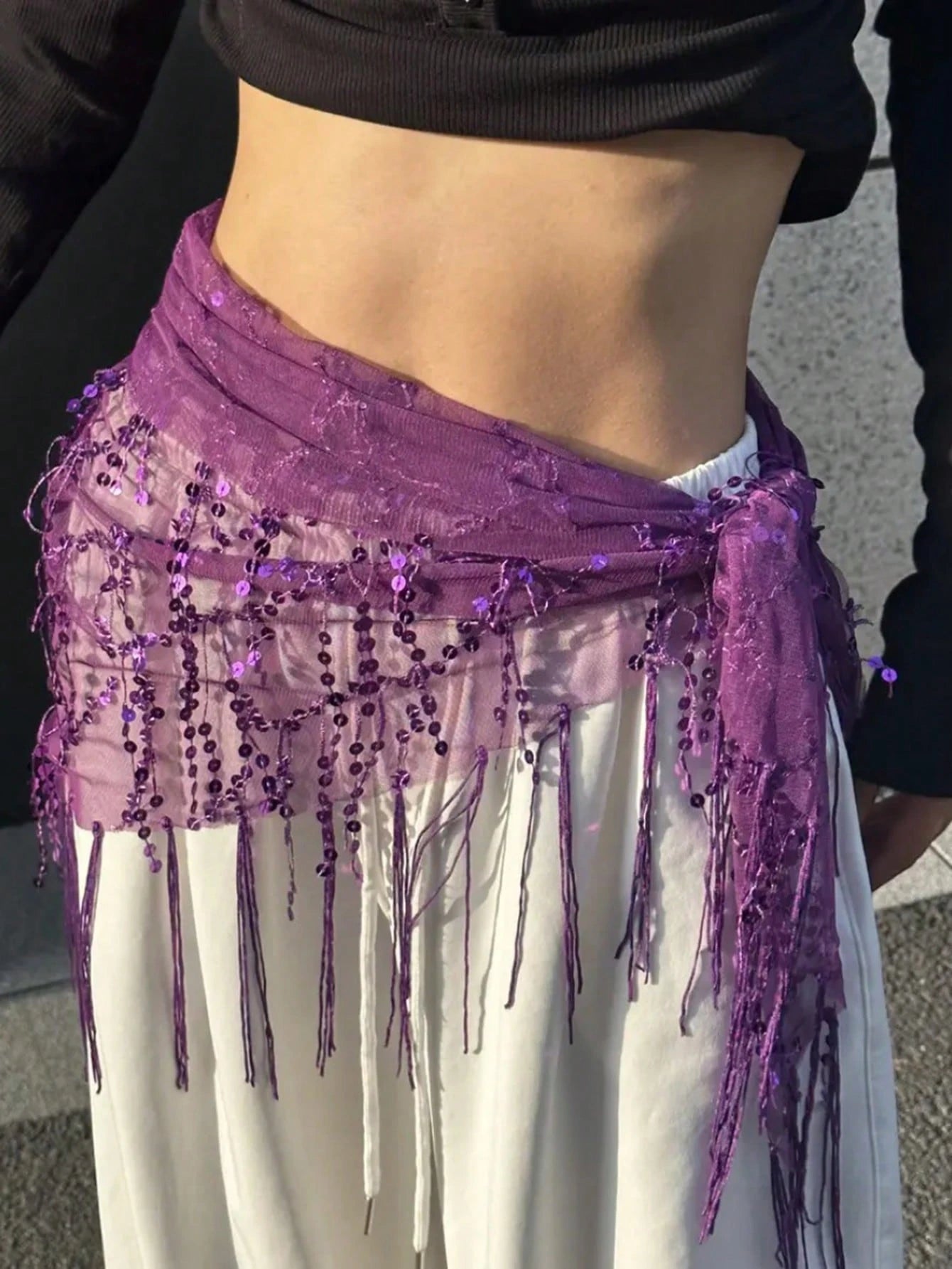 1pc Women's Belly Dance Costume Sequin Tassel Triangle Belly Dance Hip Scarf Women's Thai//Arabic Dance Skirt Belt