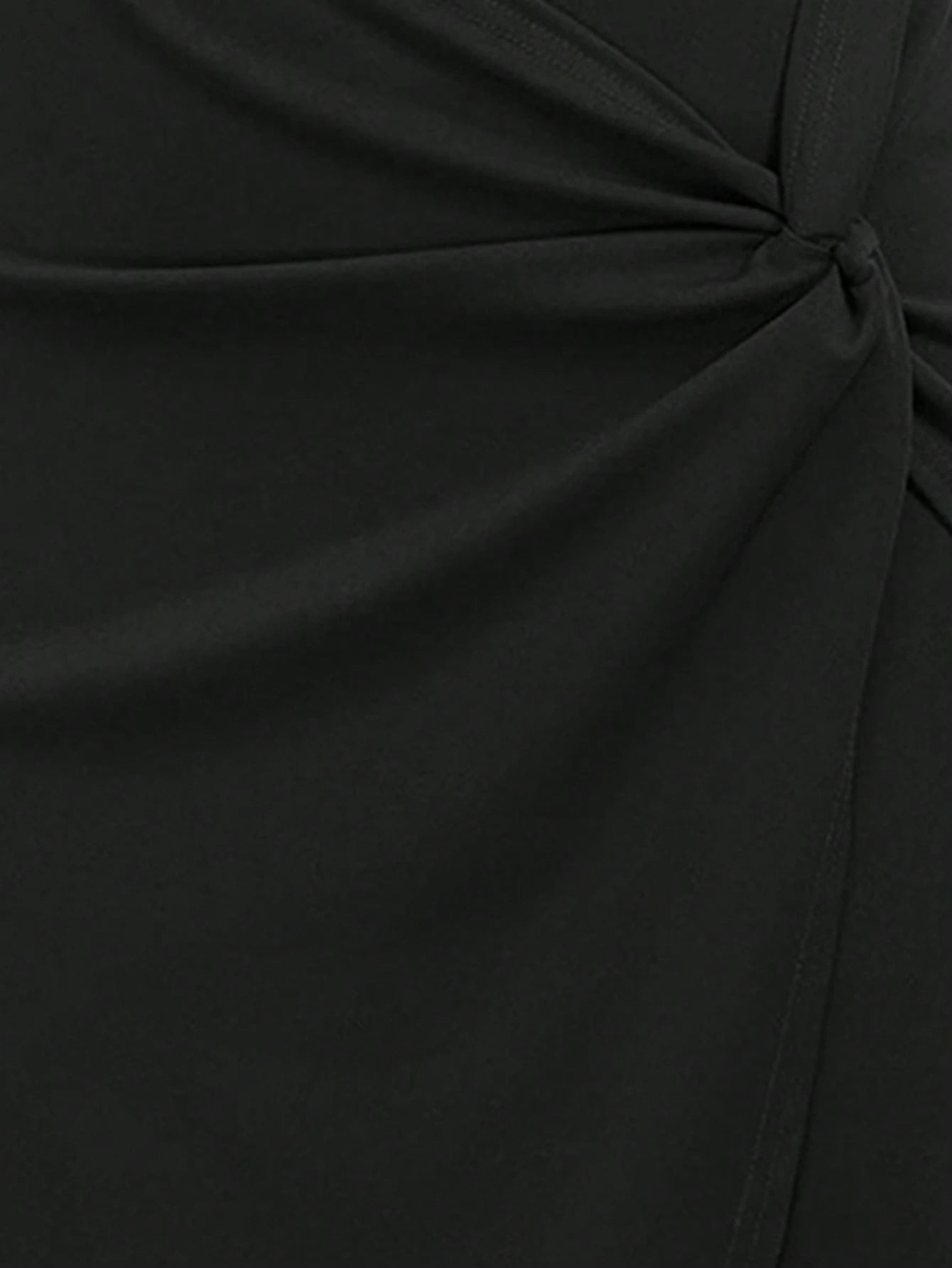 1pc Women's Elegant Commute Fashion Summer Solid Color Pencil Skirt, Commute Wear, Knot Decor, Polyester Material Black