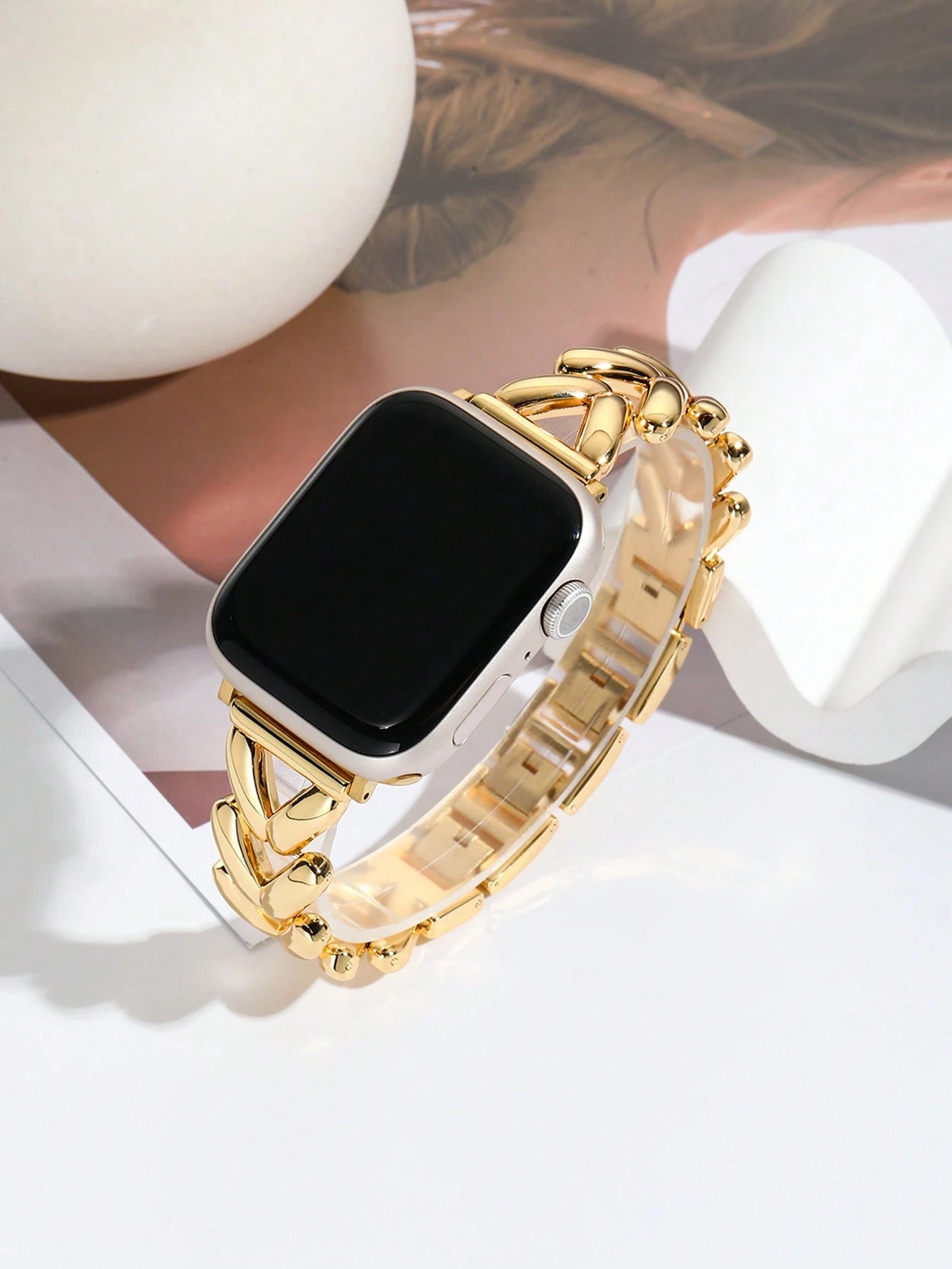 1pc Women's Fashionable V-Shaped Metal Watch Band, Fits 45/49/38/40/41/42/44mm, Compatible With Apple Watch Ultra/SE/8/7/6/5/4/3/2/1, Suitable As Student Back-To-School Gift