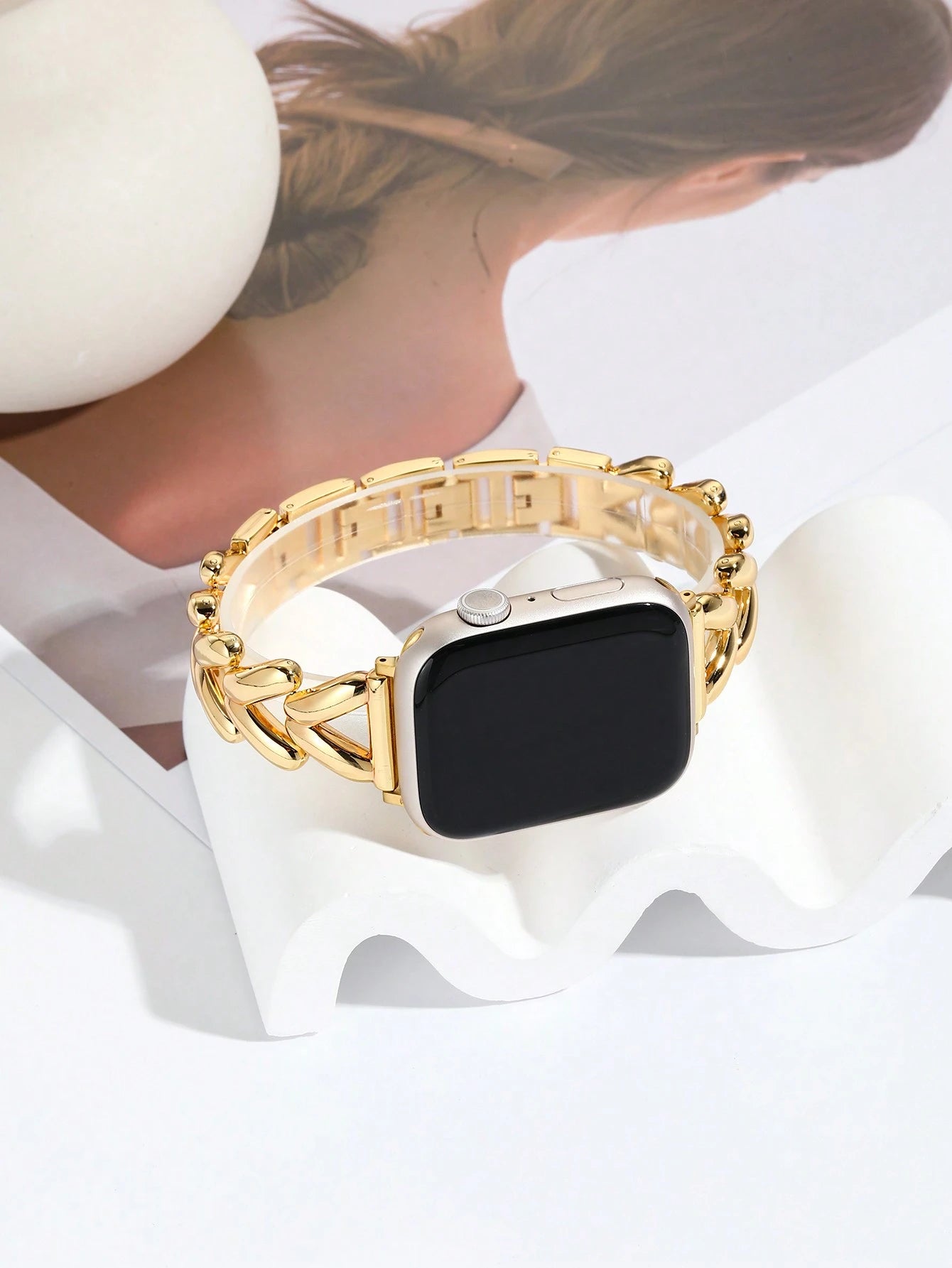 1pc Women's Fashionable V-Shaped Metal Watch Band, Fits 45/49/38/40/41/42/44mm, Compatible With Apple Watch Ultra/SE/8/7/6/5/4/3/2/1, Suitable As Student Back-To-School Gift