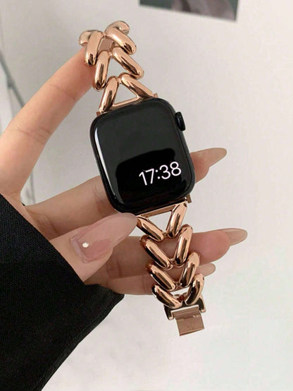 1pc Women's Fashionable V-Shaped Metal Watch Band, Fits 45/49/38/40/41/42/44mm, Compatible With Apple Watch Ultra/SE/8/7/6/5/4/3/2/1, Suitable As Student Back-To-School Gift