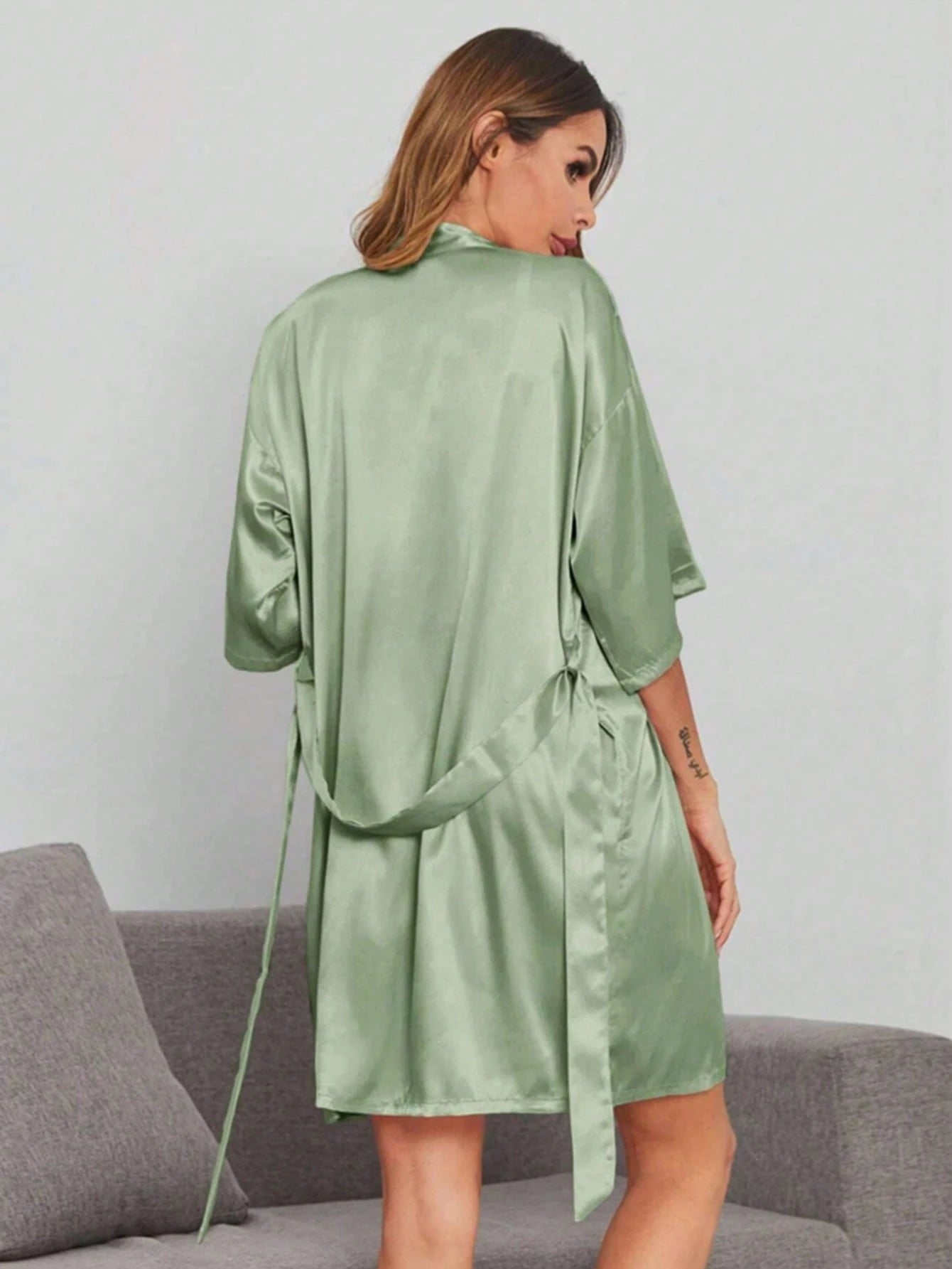 1pc Women's Solid Color Short Sleeve Bathrobe, Suitable For Spring/Summer Wear At Home, Solid Color Short Sleeve Bathrobe- Suitable For Spring/Summer, Home, Hotel, Party And Other Occasions, Can Also