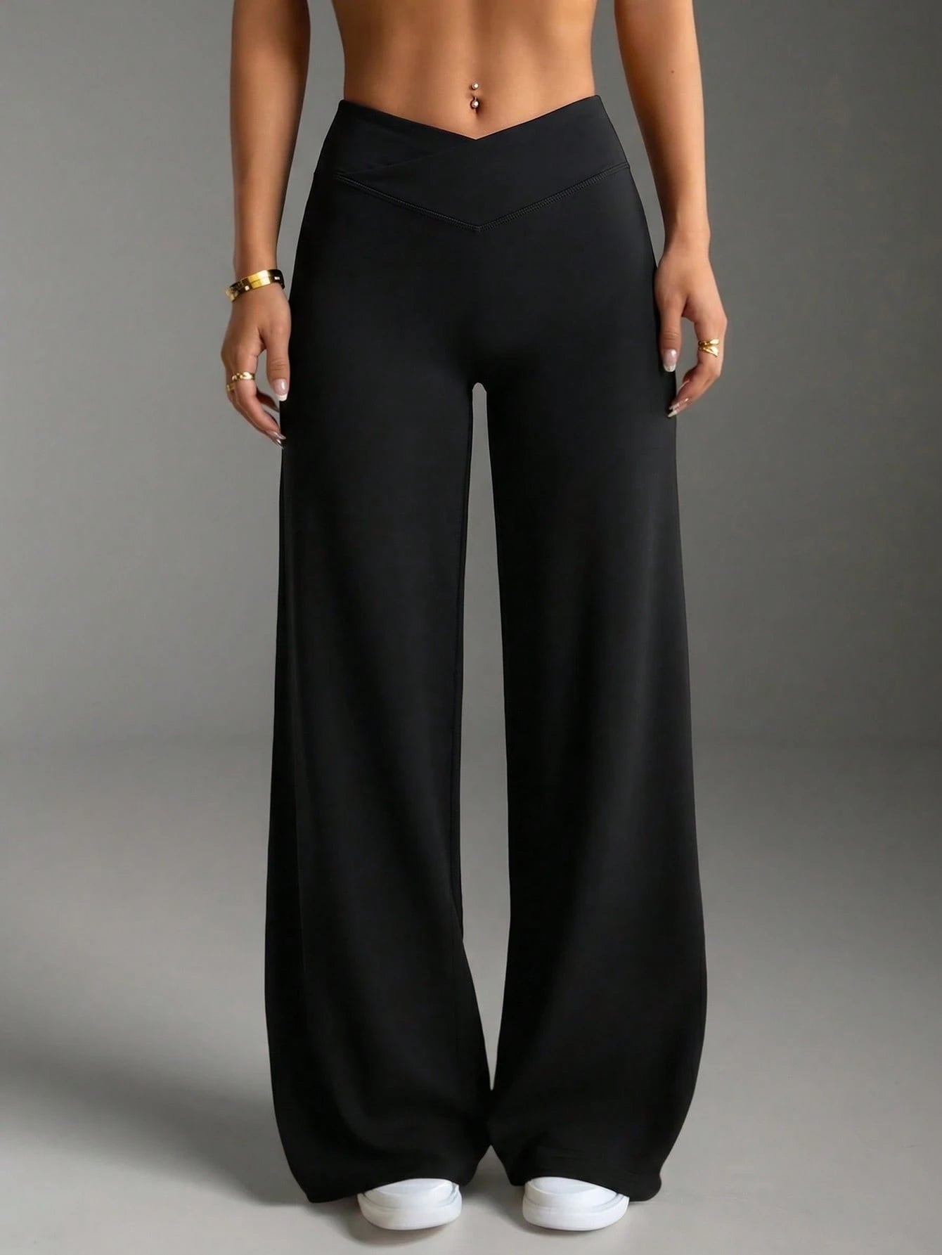 1pc Women's Solid Color Yoga Wide Leg Pants, Comfortable Slim-Fit Versatile, Suitable For Running, Fitness And Yoga Sports