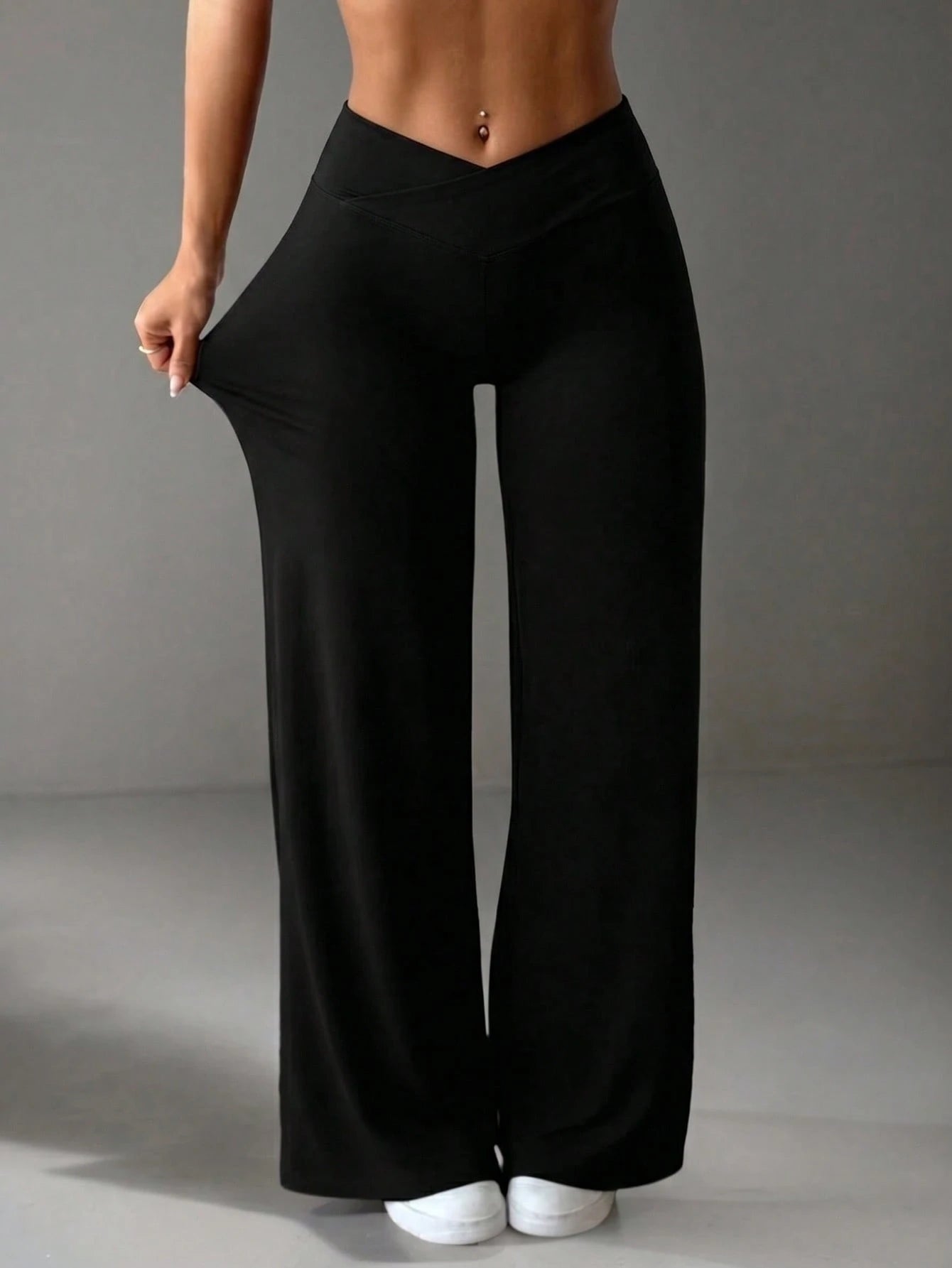 1pc Women's Solid Color Yoga Wide Leg Pants, Comfortable Slim-Fit Versatile, Suitable For Running, Fitness And Yoga Sports