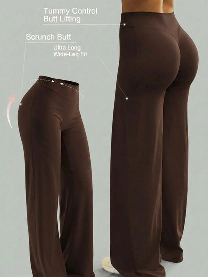 1pc Women's Solid Color Yoga Wide Leg Pants, Comfortable Slim-Fit Versatile, Suitable For Running, Fitness And Yoga Sports
