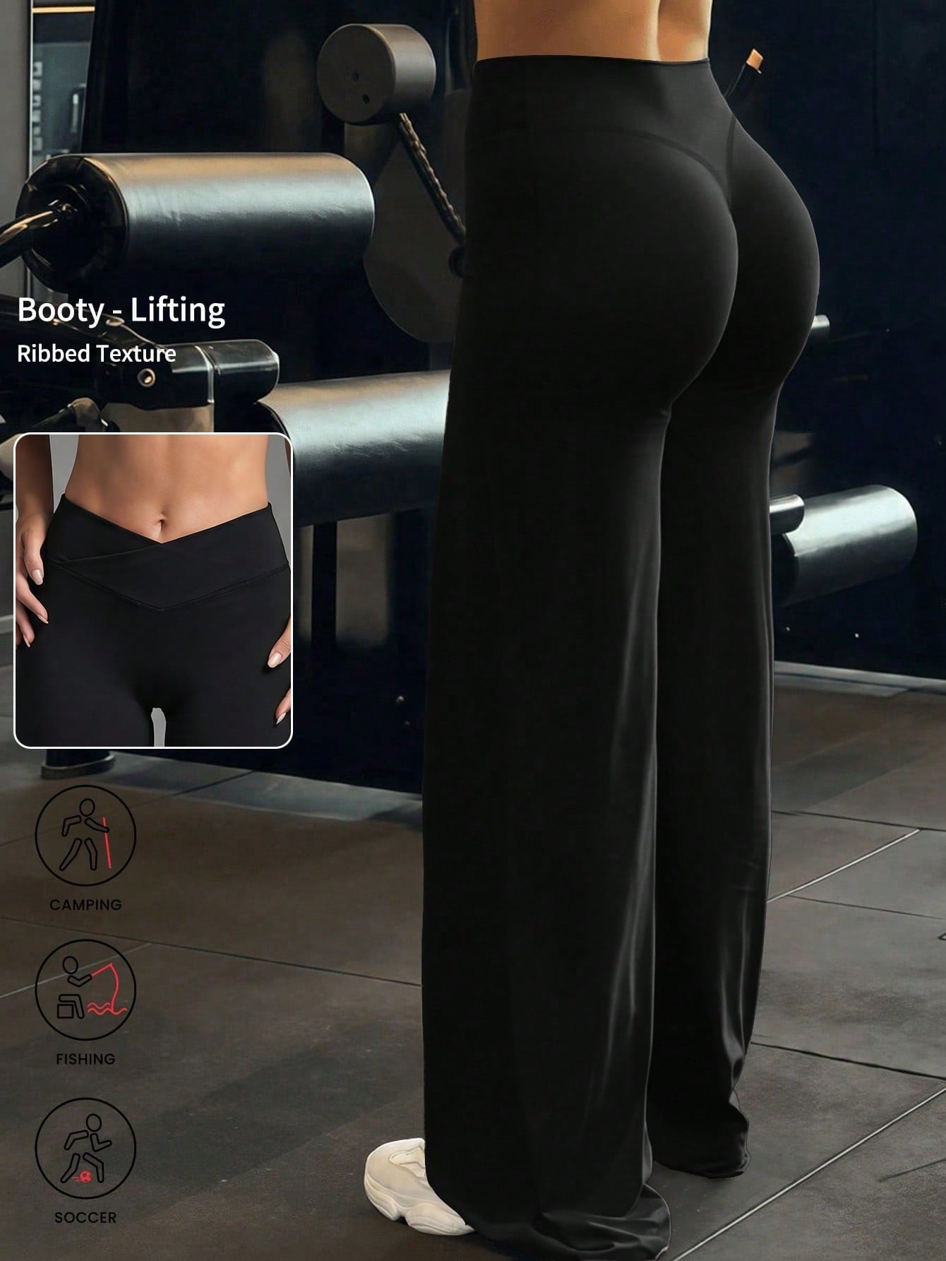 1pc Women's Solid Color Yoga Wide Leg Pants, Comfortable Slim-Fit Versatile, Suitable For Running, Fitness And Yoga Sports