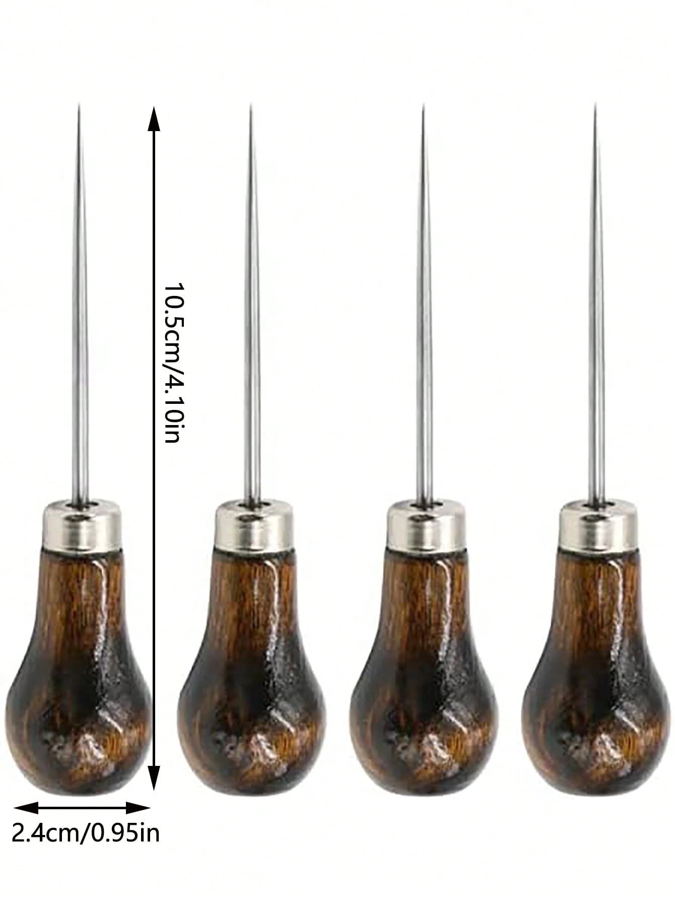 1pc Wooden Handle Gourd Awl Suitable For Leather Stamping Or DIY Handmade