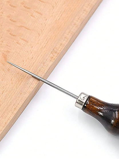 1pc Wooden Handle Gourd Awl Suitable For Leather Stamping Or DIY Handmade