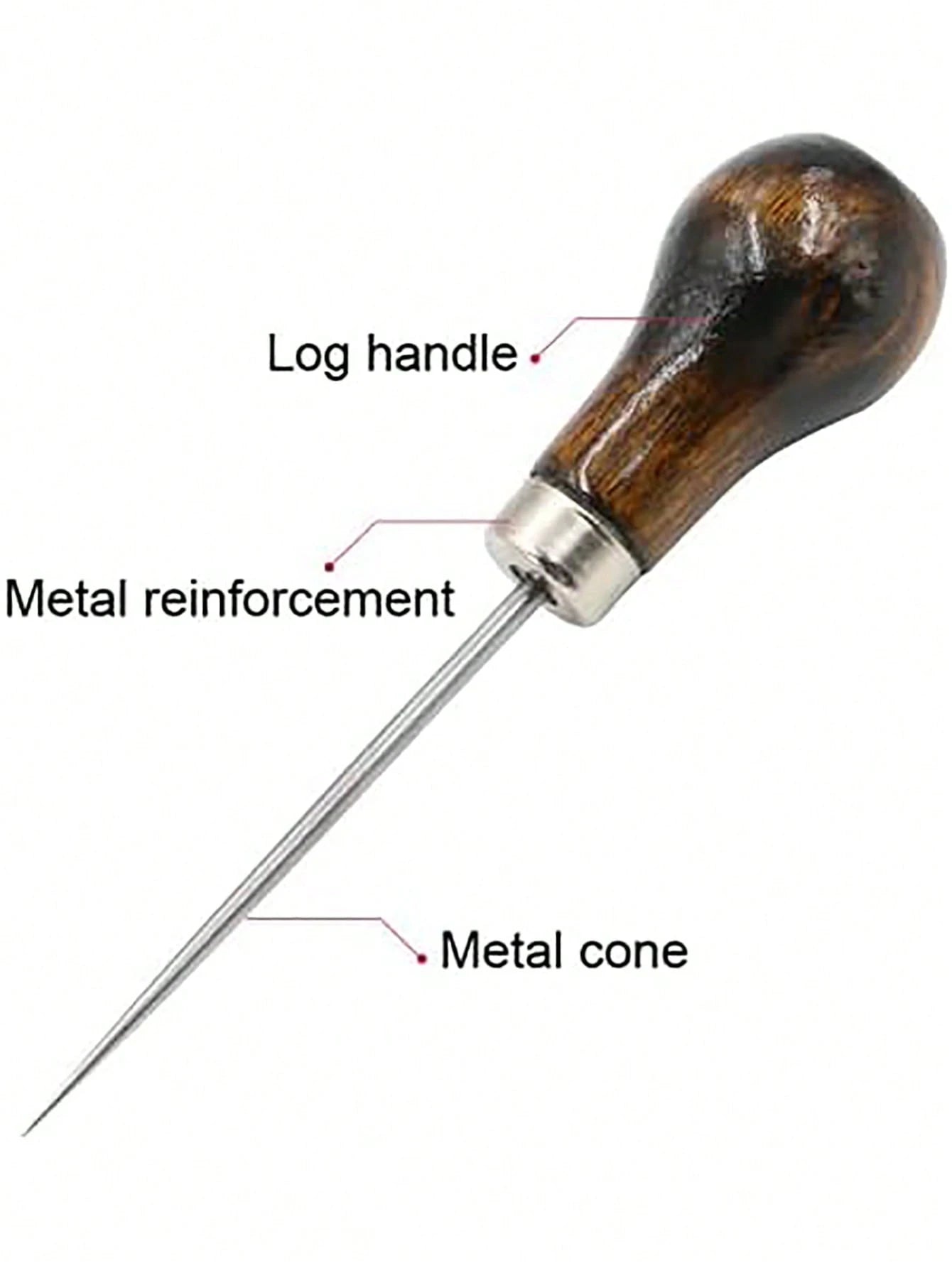 1pc Wooden Handle Gourd Awl Suitable For Leather Stamping Or DIY Handmade