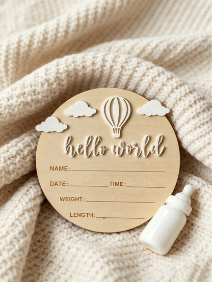1pc Wooden Milestone, Newborn Birth Announcement, Personalized Baby Announcement Board, Gender Reveal Party Decor, Baby Birth Announcement Plaque, Baby Shower Baby Room Gift Signage, These Photo Props