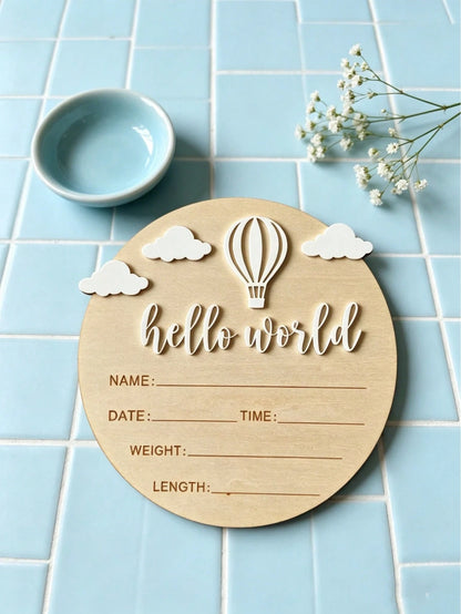 1pc Wooden Milestone, Newborn Birth Announcement, Personalized Baby Announcement Board, Gender Reveal Party Decor, Baby Birth Announcement Plaque, Baby Shower Baby Room Gift Signage, These Photo Props