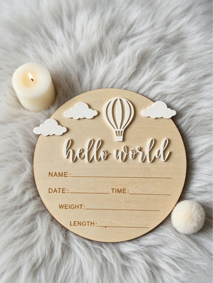1pc Wooden Milestone, Newborn Birth Announcement, Personalized Baby Announcement Board, Gender Reveal Party Decor, Baby Birth Announcement Plaque, Baby Shower Baby Room Gift Signage, These Photo Props