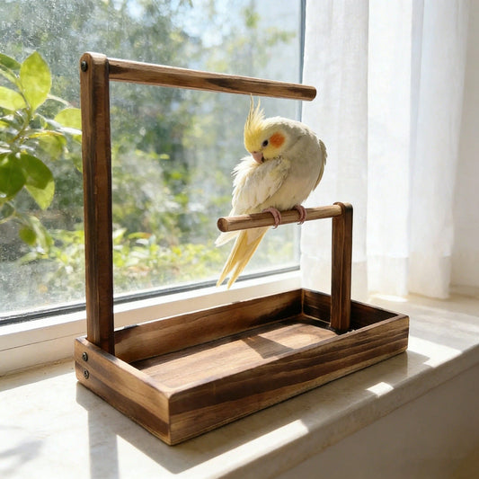 1pc Wooden Parrot Stand, Bird Perch, Bird Training Rack, Bird Toy, Bird Nest, Bird Feeder, Bird Supplies, Suitable For Parrots, Magpies And Various Birds